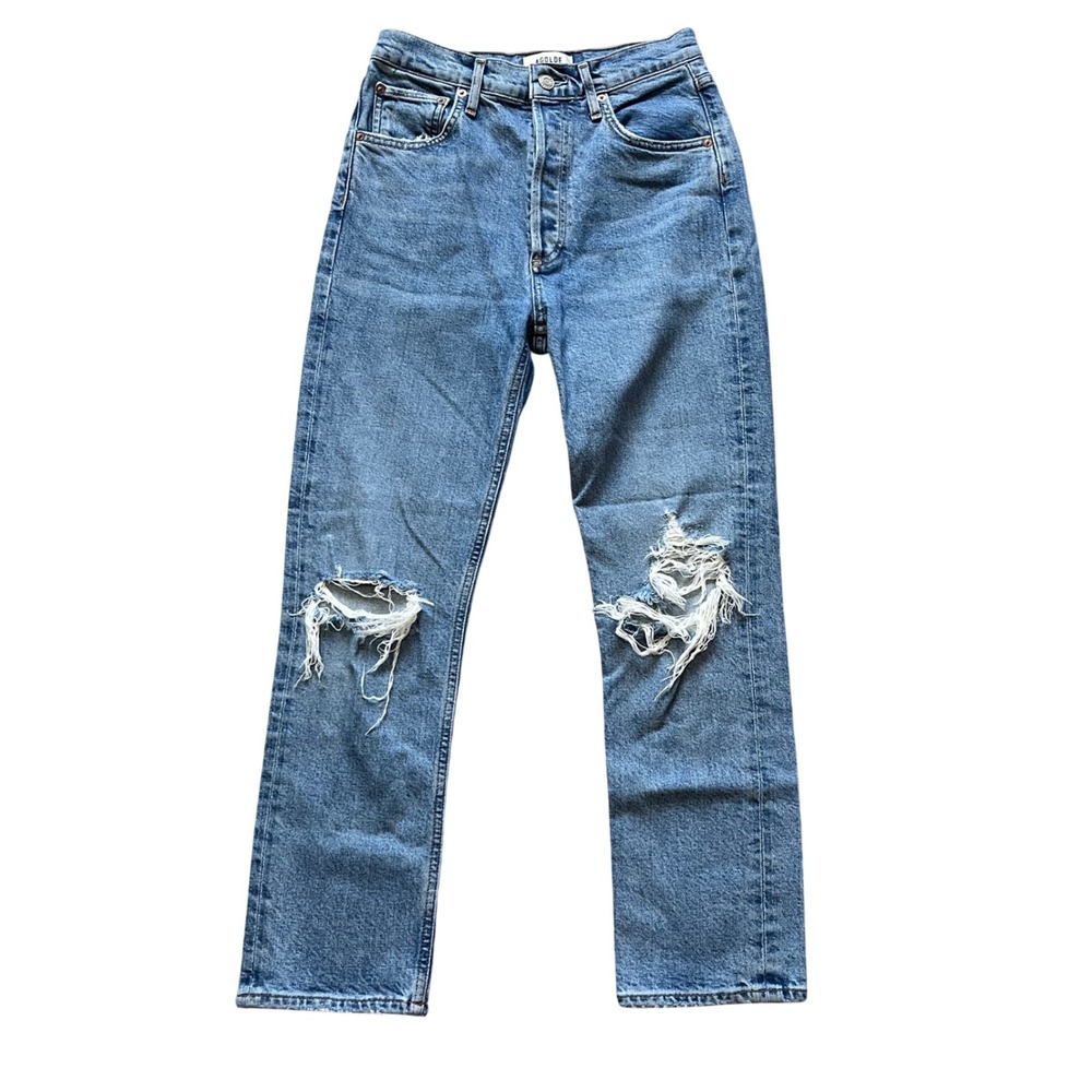 AGOLDE Riley High Rise Straight Crop Jeans Distressed Size 26‎ A056B-1255